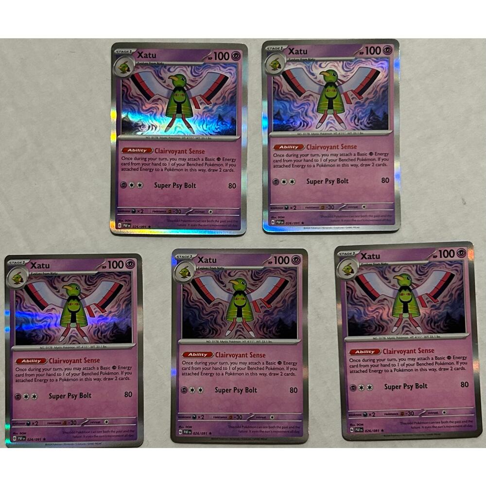 Xatu Paldean Fates Pokemon #026/091 Holo Rare Lot Of 5